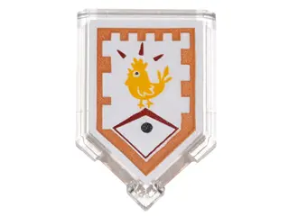 Trans-Clear Tile, Modified 2 x 3 Pentagonal with Nexo Power Shield Pattern - Chicken Power