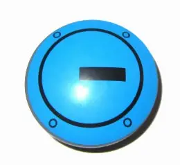 Dark Bluish Gray Plate, Round 2 x 2 with Rounded Bottom (Boat Stud) with Black Circle and Rectangle 