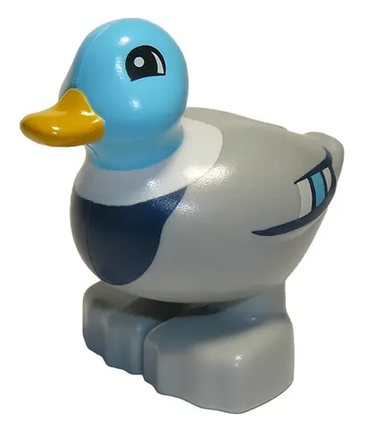Light Bluish Gray Duplo Duck Male with Medium Azure Head