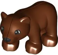 Reddish Brown Duplo Bear Baby Cub with Black Muzzle and Eyes Semicircular Pattern