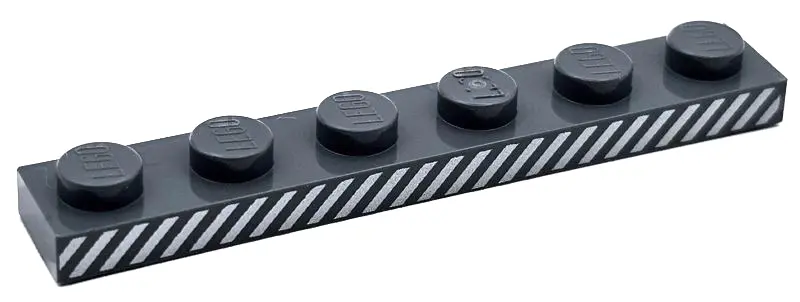Dark Bluish Gray Plate 1 x 6 with Silver Diagonal Stripes Pattern