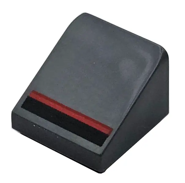 Dark Bluish Gray Slope 30 1 x 1 x 2/3 with Black and Red Stripes Pattern