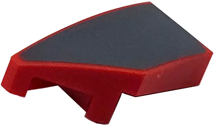 Red Wedge 2 x 1 x 2/3 Left with Dark Bluish Gray Surface Pattern