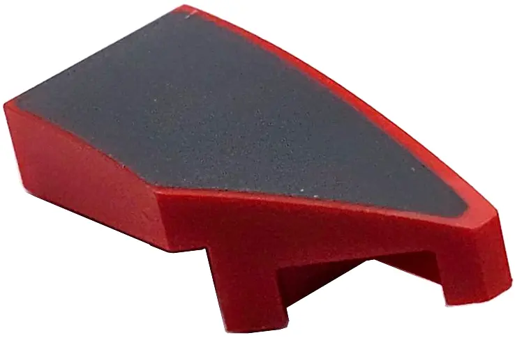 Red Wedge 2 x 1 x 2/3 Right with Dark Bluish Gray Surface Pattern