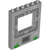 Light Bluish Gray Panel 1 x 6 x 6 with Window with Silver Bolted Frame, Police Badge, Vent and Grass