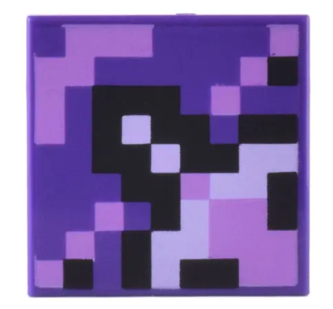 Dark Purple Tile 2 x 2 with Minecraft Pixelated Medium Lavender, Black, and White Glazed Terracotta 