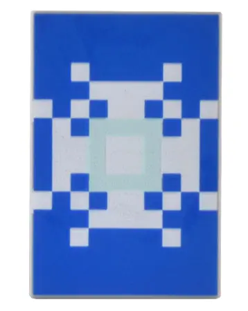 Light Bluish Gray Tile 2 x 3 with Minecraft Pixelated White and Light Aqua Snowflake on Blue Backgro