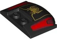 Black Wedge 3 x 4 x 2/3 Triple Curved with Gold Spider Logo and Red and Dark Red Panels Pattern