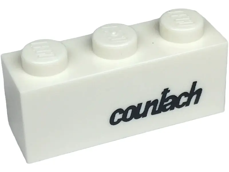 White Brick 1 x 3 with Black 'countach' Pattern