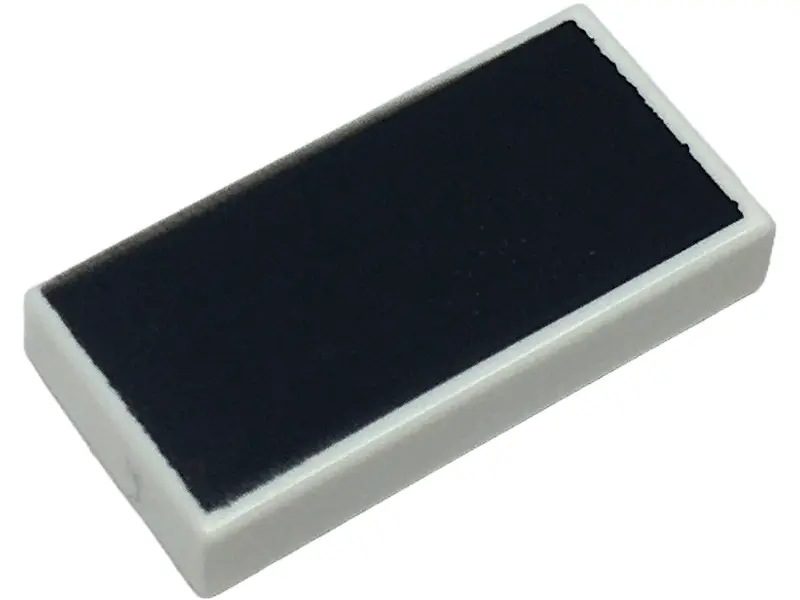 White Tile 1 x 2 with Black Surface Pattern