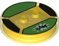 Trans-Yellow Dimensions Toy Tag 4 x 4 x 2/3 with 2 Studs and Trans-Orange Bottom with Black 'BAM' in