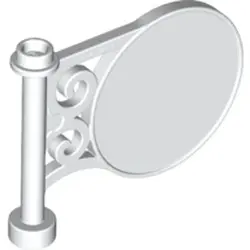 White Road Sign Round on Pole with Flat Top Attachment