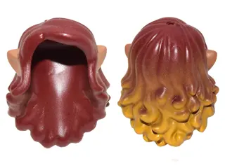Dark Red Mini Doll, Hair Long Wavy with Yellow Tips and Medium Nougat Elves Ears Pattern