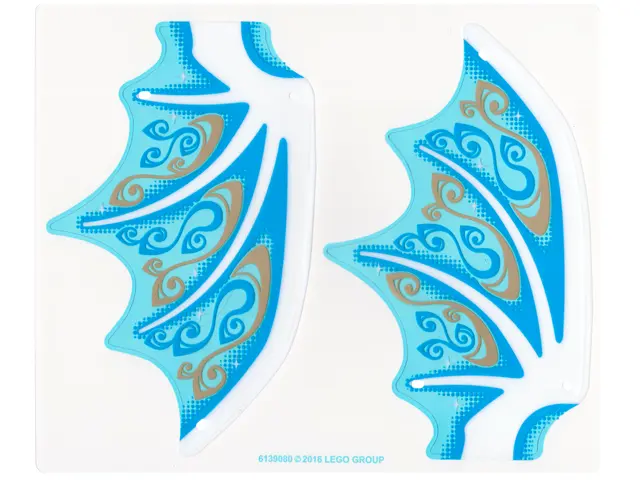 Trans-Clear Plastic Wing Dragon with White Spines, Dark Azure and Gold Scrollwork and White Sparkles