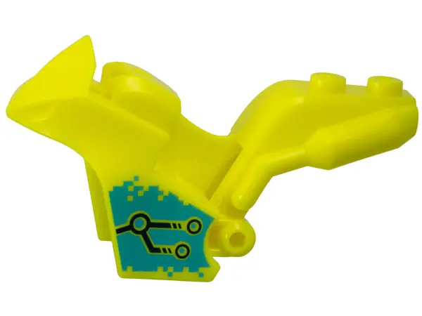 Neon Yellow Motorcycle Fairing, Stuntz Sport Bike Tapered Front with Black Circuitry on Medium Azure
