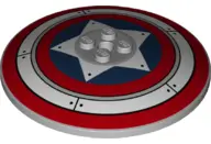 Light Bluish Gray Dish 8 x 8 Inverted (Radar) - Solid Studs with Red and White Concentric Rings, Sta