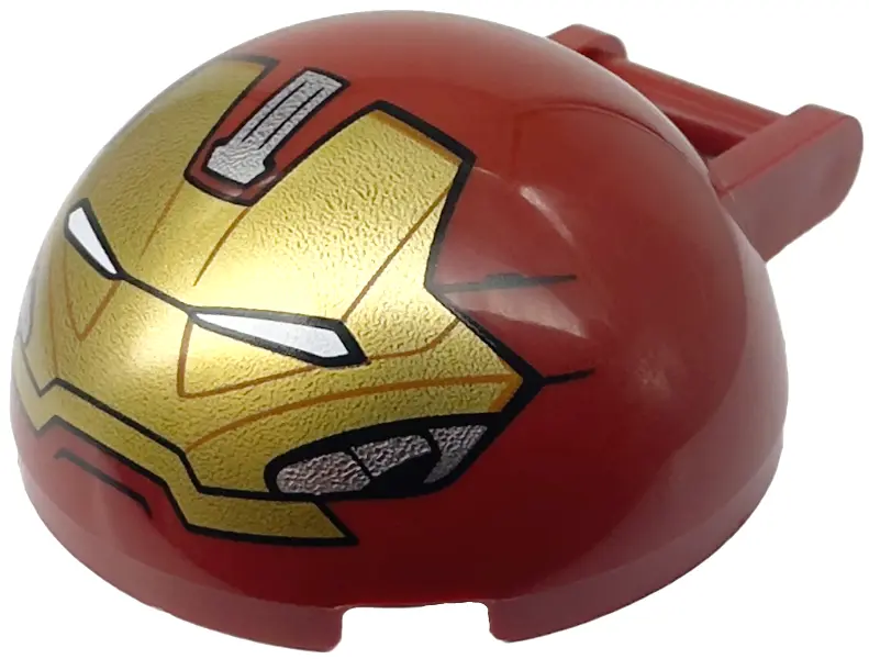 Dark Red Windscreen 4 x 4 x 1 2/3 Canopy Half Sphere with Bar Handle with Gold Hulkbuster Face with 