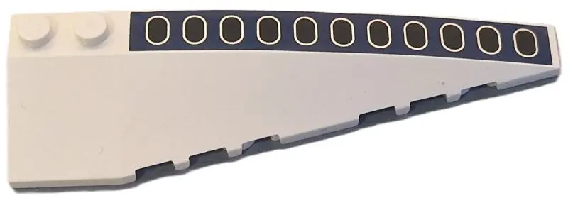 White Wedge 10 x 3 Right with Black Windows with Silver Outlines on Dark Blue Stripe Pattern