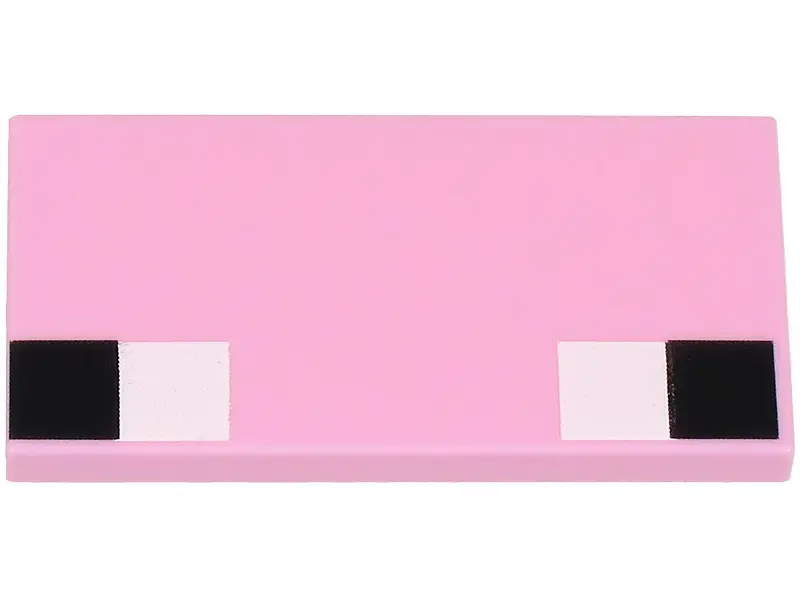 Bright Pink Tile 2 x 4 with Large White and Black Squares Pattern (Minecraft Baby Pig Eyes)