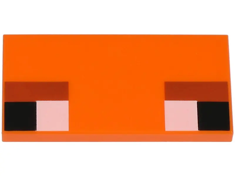 Orange Tile 2 x 4 with White and Black Squares and Dark Orange Rectangles Pattern (Minecraft Baby Fo