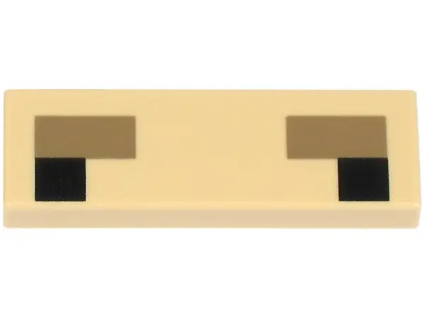 Tan Tile 1 x 3 with Black Squares and Dark Tan Rectangles Pattern (Minecraft Baby Llama Eyes)