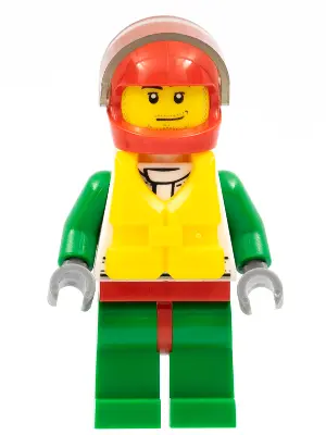 Octan - Jacket with Red and Green Stripe, Red Hips and Green Legs, Red Helmet, Trans-Brown Visor, Sm