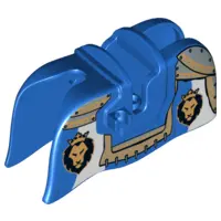 Blue Horse Barding, Smooth Edge with Lion Heads and Gold Armor Plates Pattern