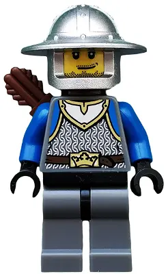 Castle - King's Knight Scale Mail, Crown Belt, Helmet with Broad Brim, Quiver, Smirk and Stubble Bea