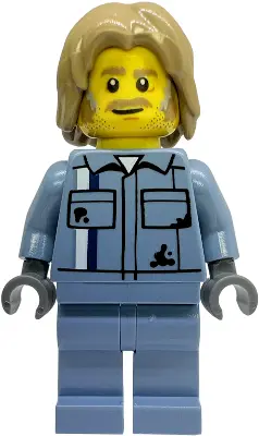 Truck Driver - Male, Sand Blue Mechanic Uniform, Sand Blue Legs, Dark Tan Mid-Length Tousled Hair