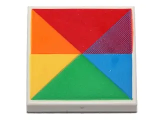 White Tile 2 x 2 with 6 Triangles in Rainbow Colors Pattern