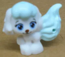 White Dog, Whisker Haven Tales, Cinderella's Puppy with Light Aqua Bangs and Tail, Bright Light Blue