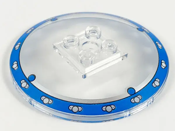 Trans-Clear Dish 6 x 6 Inverted (Radar) - Solid Studs with Blue and Silver Border Pattern (Jurassic 