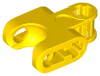Yellow Technic, Axle Connector 2 x 3 with Ball Joint Socket - Closed Sides, Straight Forks with Open
