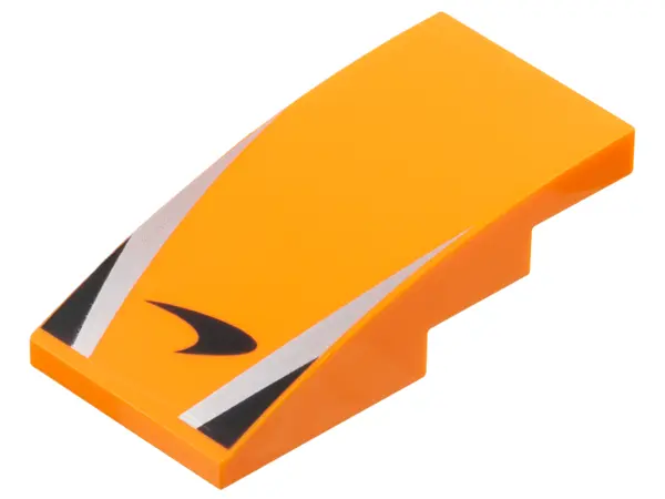 Orange Slope, Curved 4 x 2 with McLaren Logo, Silver Stripes, Black Triangles Pattern