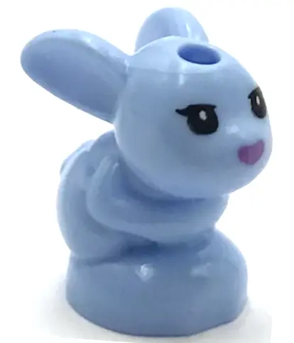 Bright Light Blue Bunny / Rabbit, Friends Style, Baby, Sitting with Black Eyes and Medium Lavender N