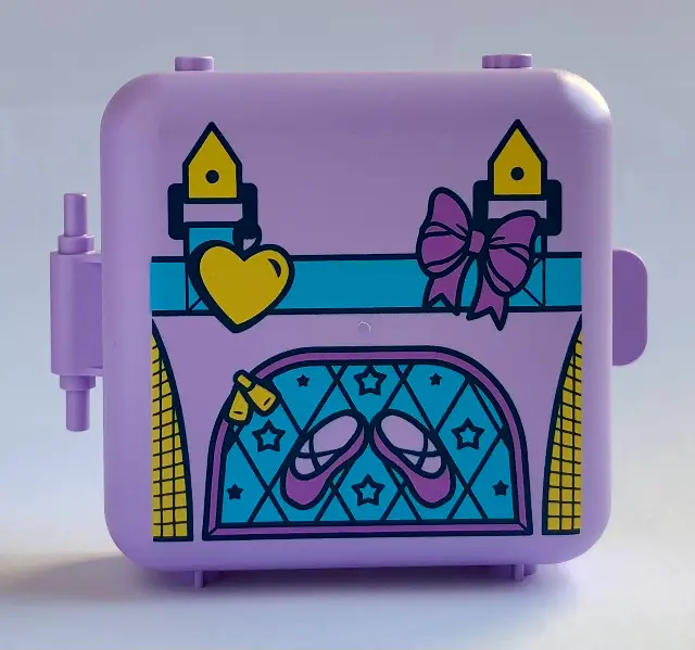 Lavender Container, Box 3 x 8 x 6 2/3 Half Front with Backpack with Ballet Shoes, Yellow Heart and M