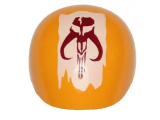 Bright Light Orange Large Figure Armor, Round, Smooth with Dark Red SW Mandalorian Insignia Pattern 