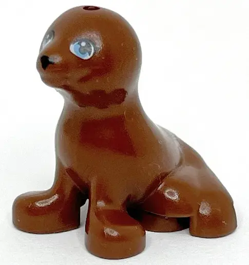 Reddish Brown Seal, Friends Style with Black Nose and Eyelashes, Medium Blue Eyes Pattern