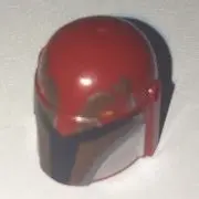 Dark Red Minifigure, Headgear Helmet with Holes, SW Mandalorian with Dark Brown Facial Details Patte