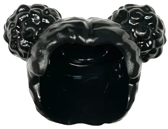 Black Minifigure, Hair Female, Parted in Middle with 2 Buns on Top