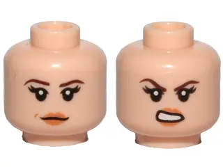 Light Nougat Minifigure, Head Dual Sided Female Dark Brown Eyebrows, Black Eyelashes, Nougat Lips, N