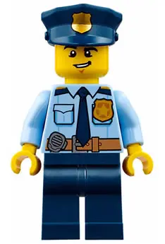 Police - City Shirt with Dark Blue Tie and Gold Badge, Dark Tan Belt with Radio, Dark Blue Legs, Pol