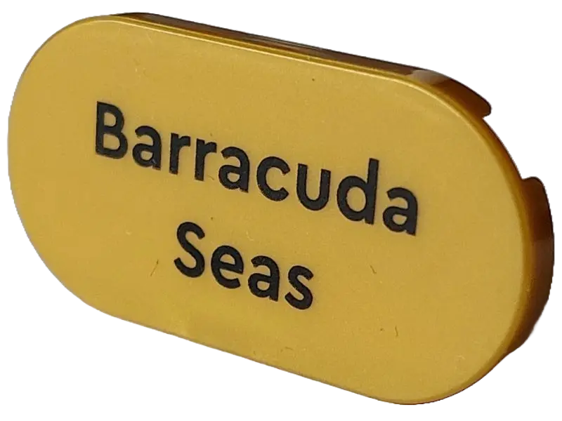Pearl Gold Tile, Round 2 x 4 Oval with Black 'Barracuda Seas' Pattern