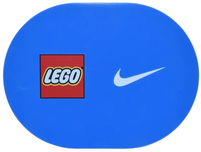 Blue Tile, Round 6 x 8 Oval with LEGO and Nike Swoosh Logo Pattern