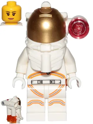 Astronaut - Female, White Spacesuit with Orange Lines, Side Lamp, Smile
