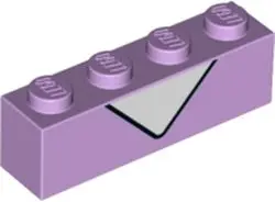 Lavender Brick 1 x 4 with White Triangle and Black Line Pattern (BrickHeadz Daisy Duck Chest)