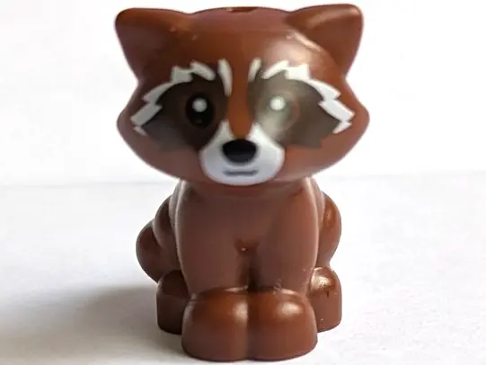 Reddish Brown Raccoon, Friends Style with White Muzzle, Black Nose and Dark Brown Markings on Face P