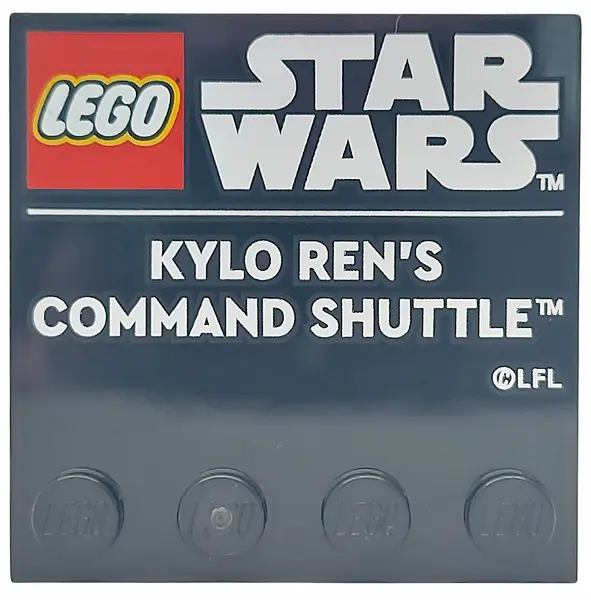 Black Tile, Modified 4 x 4 with Studs on Edge with LEGO Star Wars Logo and White 'KYLO REN'S COMMAND