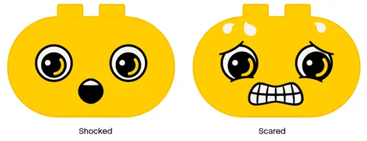 Yellow Duplo, Brick 2 x 4 x 2 Rounded Ends with Faces Shocked/Scared Pattern