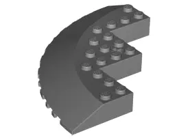 Dark Bluish Gray Brick, Round Corner 10 x 10 with Slope 33 Edge, Axle Hole, Facet Cutout